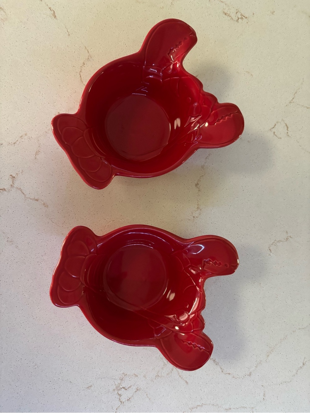 2 Chantal Red Ceramic Lobster Ramekin / Butter Dishes